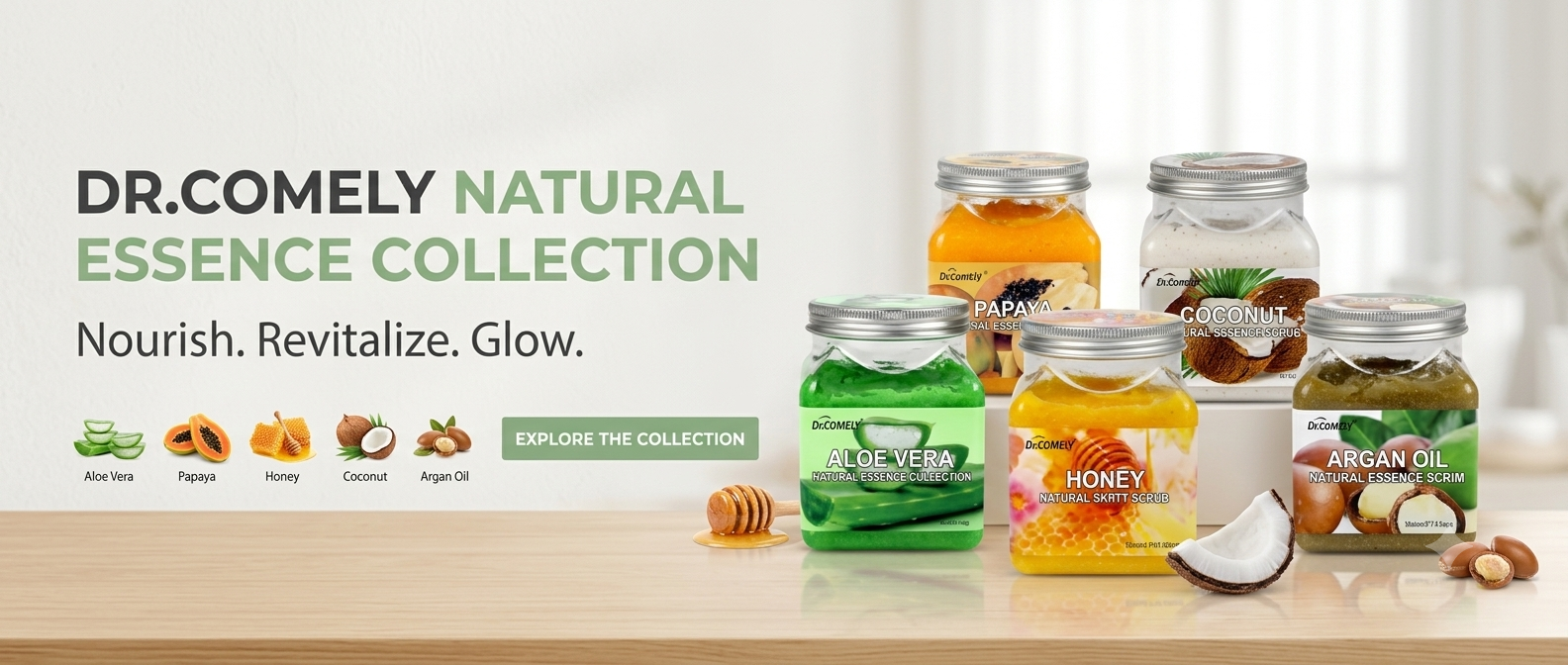 DR.COMELY Aloe Vera and Honey body scrub jars