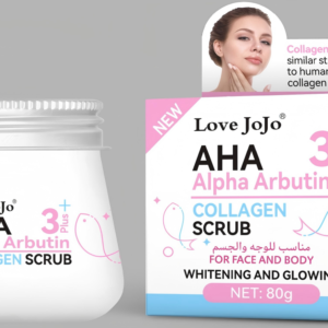 Love JoJo Alpha Arbutin Exfoliating Scrub | AHA & Collagen Whitening Glow Treatment for Dark Knuckles & Thighs (80g)